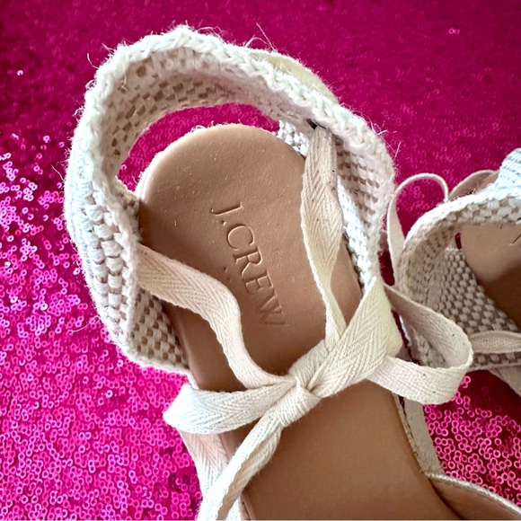 🍦J.CREW Ivory Metallic Linen and Jute Wedge Heel Espadrilles - Picture 2 of 8